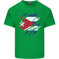 Torn Cuba Flag Cuban Day Football Kids T-Shirt Childrens Irish Green