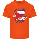 Torn Cuba Flag Cuban Day Football Kids T-Shirt Childrens Orange
