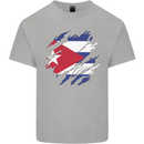 Torn Cuba Flag Cuban Day Football Kids T-Shirt Childrens Sports Grey