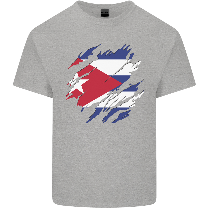 Torn Cuba Flag Cuban Day Football Kids T-Shirt Childrens Sports Grey