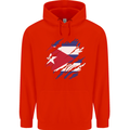 Torn Cuba Flag Cuban Day Football Mens 80% Cotton Hoodie Bright Red