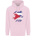 Torn Cuba Flag Cuban Day Football Mens 80% Cotton Hoodie Light Pink