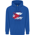 Torn Cuba Flag Cuban Day Football Mens 80% Cotton Hoodie Royal Blue