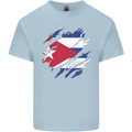 Torn Cuba Flag Cuban Day Football Mens Cotton T-Shirt Tee Top Light Blue