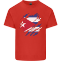 Torn Cuba Flag Cuban Day Football Mens Cotton T-Shirt Tee Top Red