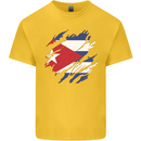 Torn Cuba Flag Cuban Day Football Mens Cotton T-Shirt Tee Top Yellow