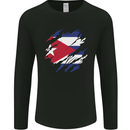 Torn Cuba Flag Cuban Day Football Mens Long Sleeve T-Shirt Black