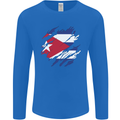 Torn Cuba Flag Cuban Day Football Mens Long Sleeve T-Shirt Royal Blue