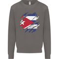 Torn Cuba Flag Cuban Day Football Mens Sweatshirt Jumper Charcoal