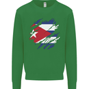 Torn Cuba Flag Cuban Day Football Mens Sweatshirt Jumper Irish Green