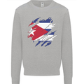 Torn Cuba Flag Cuban Day Football Mens Sweatshirt Jumper Sports Grey