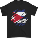 Torn Cuba Flag Cuban Day Football Mens T-Shirt 100% Cotton Black