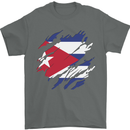 Torn Cuba Flag Cuban Day Football Mens T-Shirt 100% Cotton Charcoal