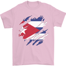 Torn Cuba Flag Cuban Day Football Mens T-Shirt 100% Cotton Light Pink