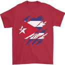 Torn Cuba Flag Cuban Day Football Mens T-Shirt 100% Cotton Red