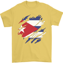 Torn Cuba Flag Cuban Day Football Mens T-Shirt 100% Cotton Yellow