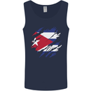 Torn Cuba Flag Cuban Day Football Mens Vest Tank Top Navy Blue