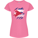 Torn Cuba Flag Cuban Day Football Womens Petite Cut T-Shirt Azalea