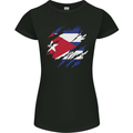 Torn Cuba Flag Cuban Day Football Womens Petite Cut T-Shirt Black
