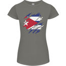 Torn Cuba Flag Cuban Day Football Womens Petite Cut T-Shirt Charcoal