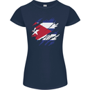 Torn Cuba Flag Cuban Day Football Womens Petite Cut T-Shirt Navy Blue