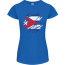 Torn Cuba Flag Cuban Day Football Womens Petite Cut T-Shirt Royal Blue