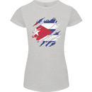 Torn Cuba Flag Cuban Day Football Womens Petite Cut T-Shirt Sports Grey