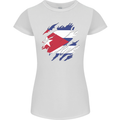 Torn Cuba Flag Cuban Day Football Womens Petite Cut T-Shirt White