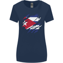 Torn Cuba Flag Cuban Day Football Womens Wider Cut T-Shirt Navy Blue
