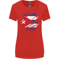 Torn Cuba Flag Cuban Day Football Womens Wider Cut T-Shirt Red