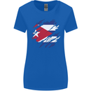 Torn Cuba Flag Cuban Day Football Womens Wider Cut T-Shirt Royal Blue