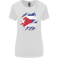 Torn Cuba Flag Cuban Day Football Womens Wider Cut T-Shirt White