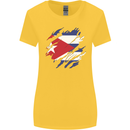 Torn Cuba Flag Cuban Day Football Womens Wider Cut T-Shirt Yellow