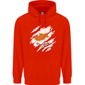 Torn Cyprus Flag Cypriot Day Football Childrens Kids Hoodie Bright Red