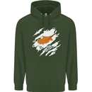 Torn Cyprus Flag Cypriot Day Football Childrens Kids Hoodie Forest Green