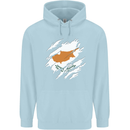 Torn Cyprus Flag Cypriot Day Football Childrens Kids Hoodie Light Blue