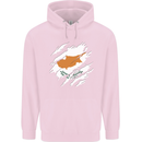 Torn Cyprus Flag Cypriot Day Football Childrens Kids Hoodie Light Pink