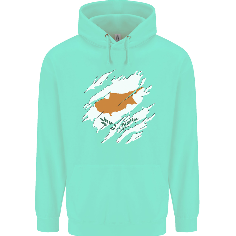 Torn Cyprus Flag Cypriot Day Football Childrens Kids Hoodie Peppermint