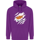 Torn Cyprus Flag Cypriot Day Football Childrens Kids Hoodie Purple