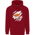 Torn Cyprus Flag Cypriot Day Football Childrens Kids Hoodie Red