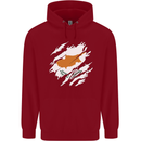 Torn Cyprus Flag Cypriot Day Football Childrens Kids Hoodie Red