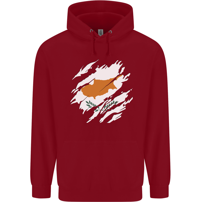 Torn Cyprus Flag Cypriot Day Football Childrens Kids Hoodie Red