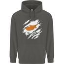 Torn Cyprus Flag Cypriot Day Football Childrens Kids Hoodie Storm Grey
