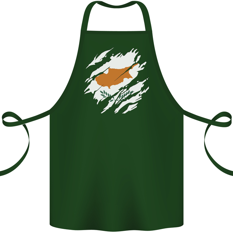 Torn Cyprus Flag Cypriot Day Football Cotton Apron 100% Organic Forest Green