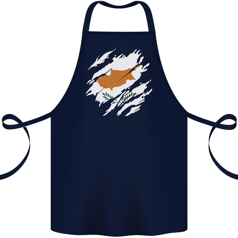 Torn Cyprus Flag Cypriot Day Football Cotton Apron 100% Organic Navy Blue