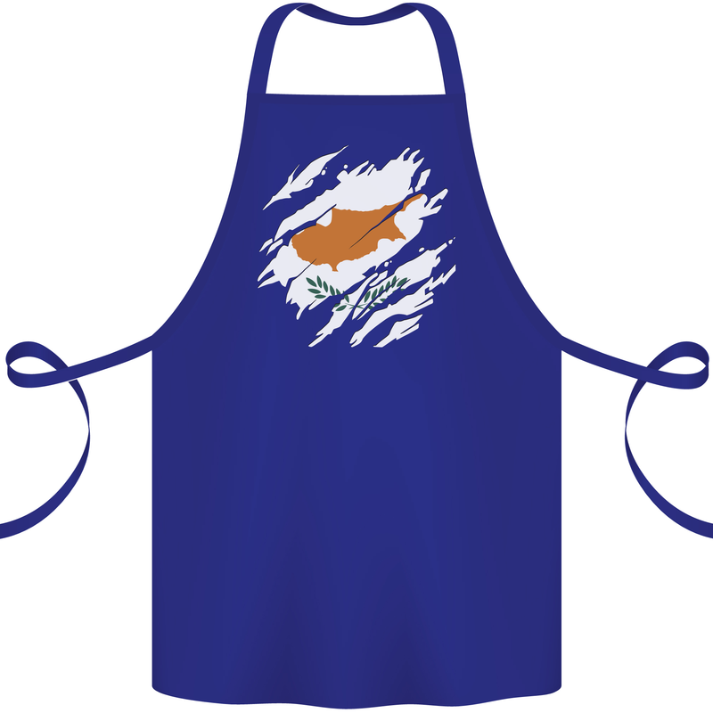 Torn Cyprus Flag Cypriot Day Football Cotton Apron 100% Organic Royal Blue