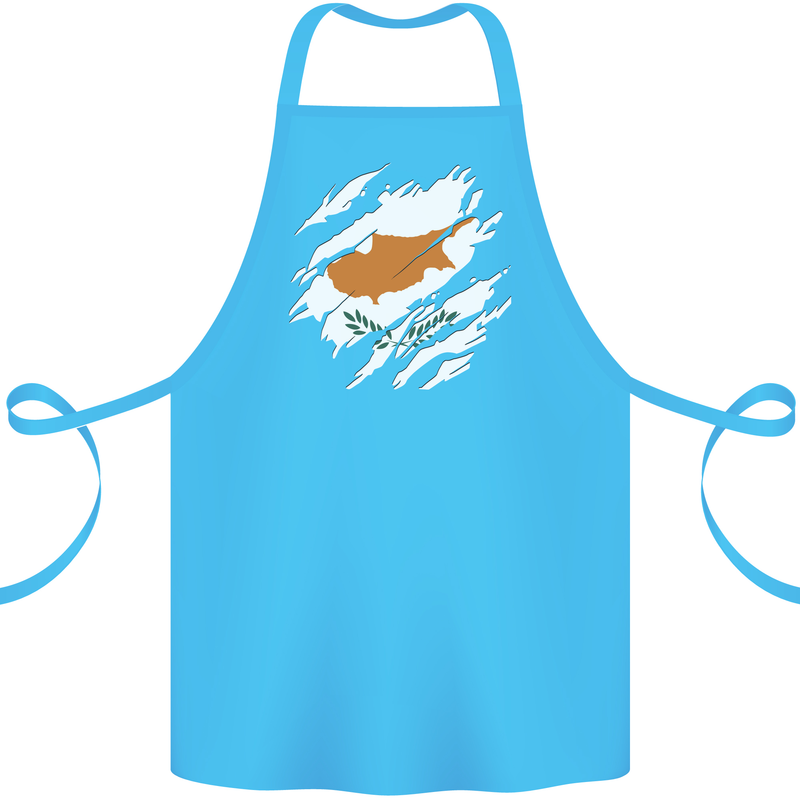 Torn Cyprus Flag Cypriot Day Football Cotton Apron 100% Organic Turquoise