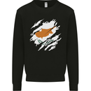 Torn Cyprus Flag Cypriot Day Football Kids Sweatshirt Jumper Black