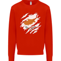 Torn Cyprus Flag Cypriot Day Football Kids Sweatshirt Jumper Bright Red