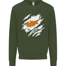 Torn Cyprus Flag Cypriot Day Football Kids Sweatshirt Jumper Forest Green